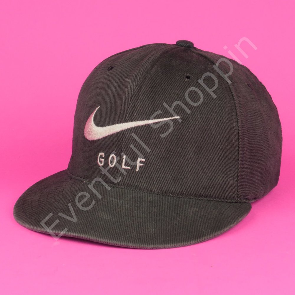 Nike Golf Vintage 1990s Adjustable Back Faded Stained Hat in Black - Picture 1 of 11